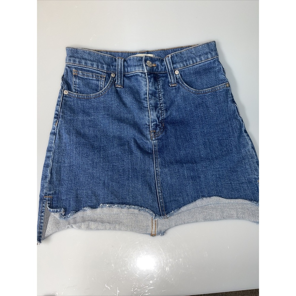 Madewell Womens Size 28 Stretch Denim Straight Mini Skirt Step Hem‎ Edition